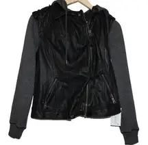 Womens Abercrombie & Fitch Black Faux Leather Zip-Up Bomber Jacket Coat Sz Large