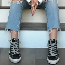 Slide Mid-Top Leather Stud Sneaker Size 35