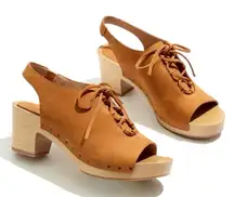 Madewell The Cecilia Lace-Up chunky wooden sole Clog bittersweet color, size 6