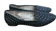 Y2K Steven by Steve Madden Karry Slip-on Rhinestone Loafers Flats Leather Sz 6.5