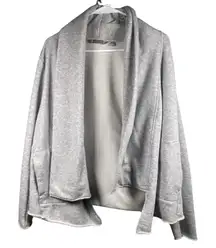 Athleta Wrap Open Cardigan Size M Light Grey Embroidered Carolina Breeze