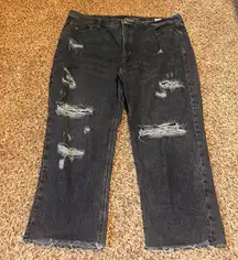 Old Navy Women's Size 18 High Rise Slouchy Straight Distressed Cropped Jeans