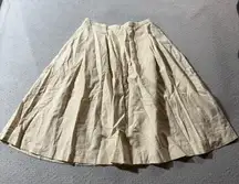 Uniqlo Women’s Cream A-Line Line & Cotton Pleated Skirt Size Medium Pockets EUC