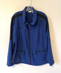 Chico's Synergy Lightweight Workout Jacket Blue Black Size 12-14 (Chico Size 2)