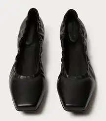 We Wore What Black Leather Ballet Flats Size 38