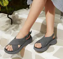 Vivaia Kara AdaptAll Sport Rich Grey Silver Knit Comfort Lightweight Sandals 7