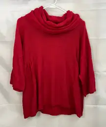 Rafaella women's‎ bright red knit cowl neck half sleeve relaxed casual sweater L