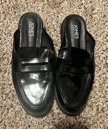 Jones New York‎ Lug Sole Mules - Black Patent Leather Loafer Slides 8.5