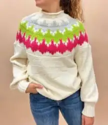 Ces Femme Women's Sweater Sz M Mock Neck Long Sleeve Winter Skii Resort