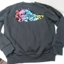 CONVERSE Cons Logo Sweatshirt Black Multi Color Skull Mushroom Colorful Small