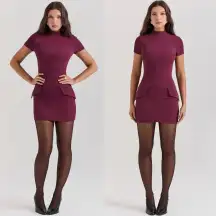 HOUSE OF CB XL Tall  'Alia' Mulberry Mini Dress NWOT wine purple‎ burgundy