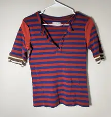 WE THE FREE Striped Fast Lane Cotton Blend Top 3/4 Sleeve Women's XS