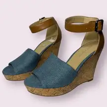 Marc Fisher Wander Denim Cork Wedges