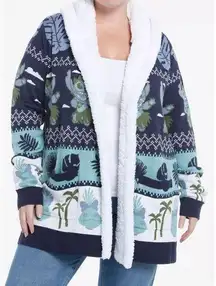 Disney  Stitch Faire Isle Sherpa Cardigan Sweater NEW NWT