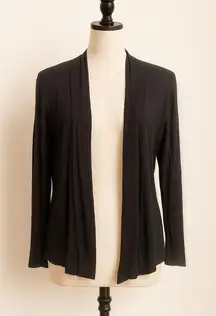 Claudia Richard Black Draped Open-Front Top – Size S – Soft Lightweight Cardigan