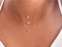 NEW Women's Letter F Dainty 14k Gold Filled‎ Block Necklace, 16-18”