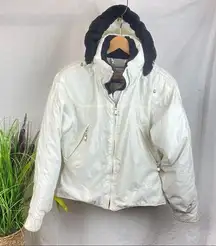 Obermeyer White & Black Venus With Fur Hooded Ski Snowboard Snow Winter Jacket