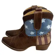 Shyanne Women's Western Boots American Flag Stars Stripes Leather Ankle Boots 6M