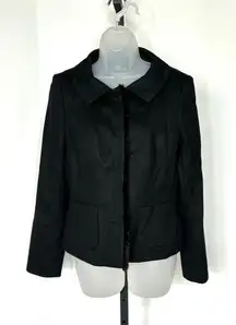 Ann‎ Taylor Virgin Wool Cashmere Felted Blazer Jacket Size 8 Faux Mink Fur Edge