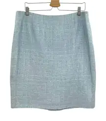 Escada Tweed‎ Pencil Skirt Straight Boucle Classic Light Blue Size 44 US 14