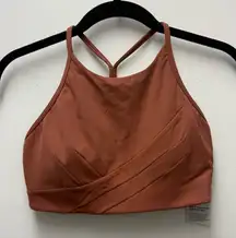 NWT Lululemon Flow Y Wrap-Front High-Neck Bra Light Support, B/C Cup, Brown | 8