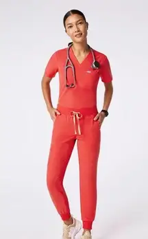 Figs set Bright Coral Jogger pants and top XS