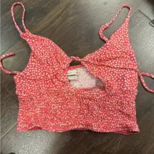 Urban Outfitters Red and White Floral Crop Top