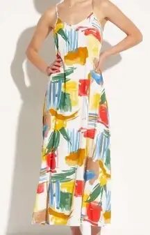 Tahari Spaghetti strap boho maxi dress brushstroke canvas multicolor size Medium