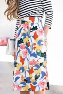 J.Crew‎ Pintucked Midi Skirt Lined  Morning Floral Size 8P