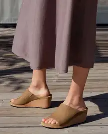 EUC Papillio by Birkenstock Namica Sandals Wedge tan suede cork sandal