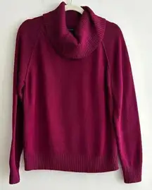 Jeanne Pierre Cowl Neck Solid Knit Sweater, Berry/Purple, Size Large