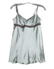 LA‎ Intimates Dress Womens Small Shimmer Blue Babydoll Chemise Lingerie Vintage