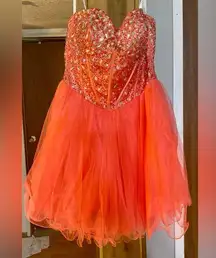 Clarisse Coral short bedazzled formal homecoming prom ladies 11/12 DD chest