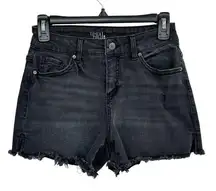 Time And Tru SZ 2 Jean Shorts Distressed Frayed Hem Hi-Rise Zip-Fly Stretch Slit