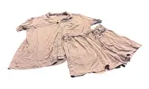 ADR Pajamas Lounge Set, Short Sleeve Top and Shorts with Pockets Mauve Large