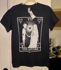 The Corpse Bride NEW Black Cotton ‘The Lovers’ Tarot Tee Shirt Size Small