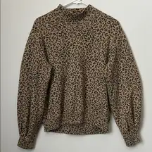 Abercrombie & Fitch Leopard Puff Sleeve mock neck Sweatshirt XS