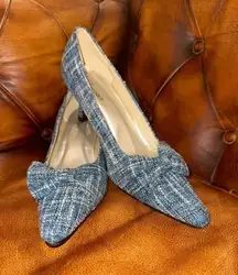 EY Boutique Women's Court Shoes with Bow Light Blue Size 11W