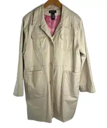 Denim & Co Cream Lightweight Lined Trench Coat w/ Pockets Size 1X