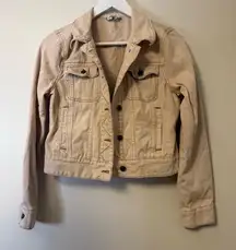 Free People Blush Tan Cotton Denim Jean Jacket Trucker Style #OB483573 Small