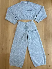 Elite Eleven Knit Crew Neck Sweater & Wide Leg Pants Size S & XS Gray