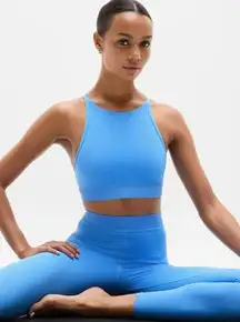 New Athleta S Transcend High Neck Sports Bra Cornflower Blue Small Cup A-C