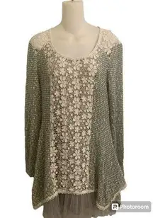 Anthropologie Ryu Chiffon Lace Layered Tunic Dress Sz Large