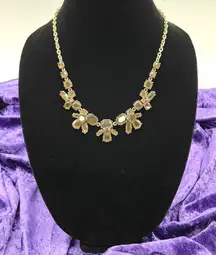 J Crew Crystal Flower Statement Necklace Preppy Glam Classic Garden Party Modern