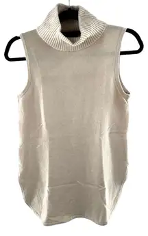 Ann Taylor NWT Cream Colored Wool & Cashmere Turtleneck Sleeveless Sweater Small
