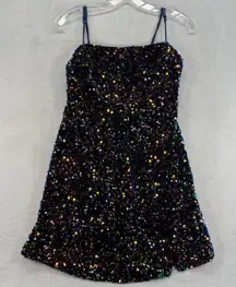 Hello Molly Sequin Mini Dress Party‎ Cocktail Navy Multi Size 8