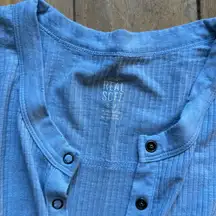 Aerie Baby Blue Henley Oversized Long Sleeve Tee Small