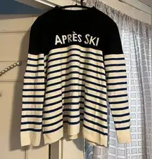 Talbots Sweater Blue Cream Color with Blue Stripes Apres Ski Size X