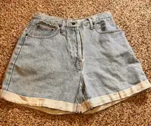 Ann Taylor Denim Mom Shorts High Waist Cuffed Light Wash‎ Cotton Size 8