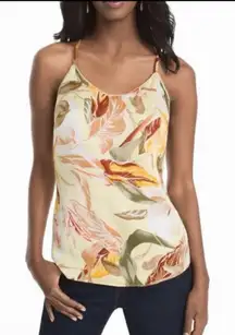WHBM Havana Tropical Print Satin Racer back Camisole in Yellow Multi sz xs